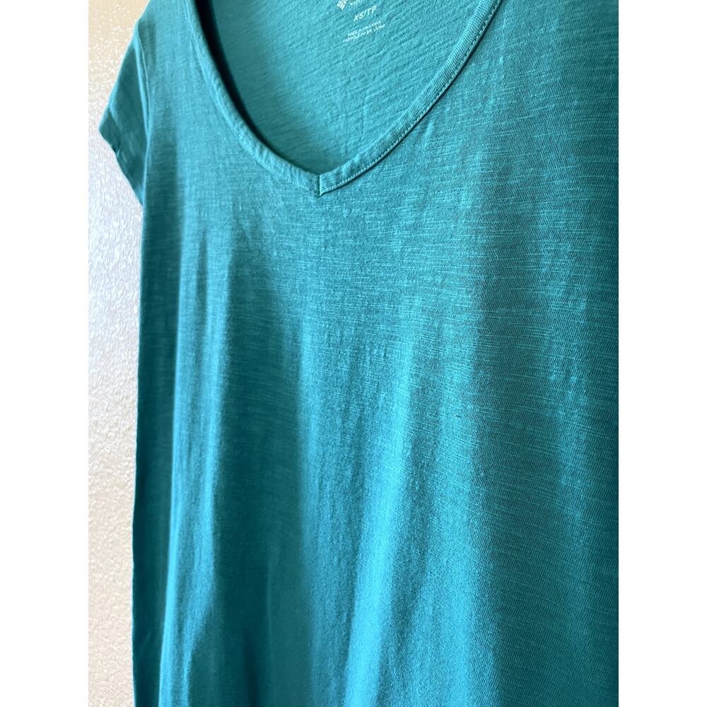 Columbia Daisy Fields Teal Tie Dye V Neck 100% Cotton Tee Shirt Dress Size XS - Picture 3 of 10